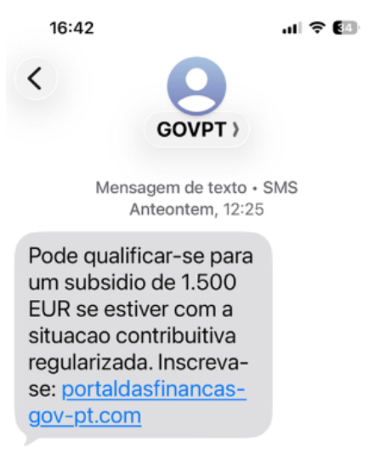 SMS falso IRS