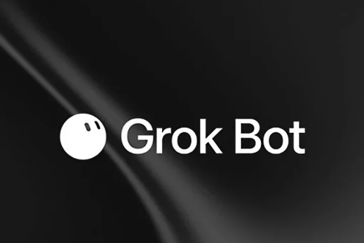 Logótipo do Grok Bot sobre fundo escuro